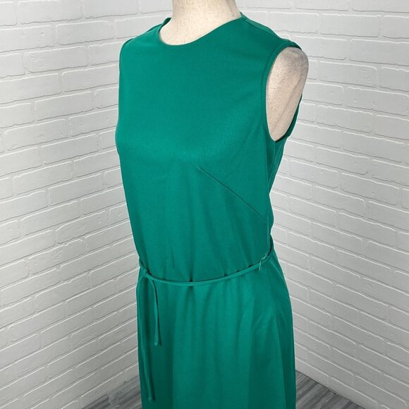 NPC Fashions Dress Jacket Set Women 14 Green Shift‎ Ruffle Career Retro 70s VTG - Picture 5 of 16